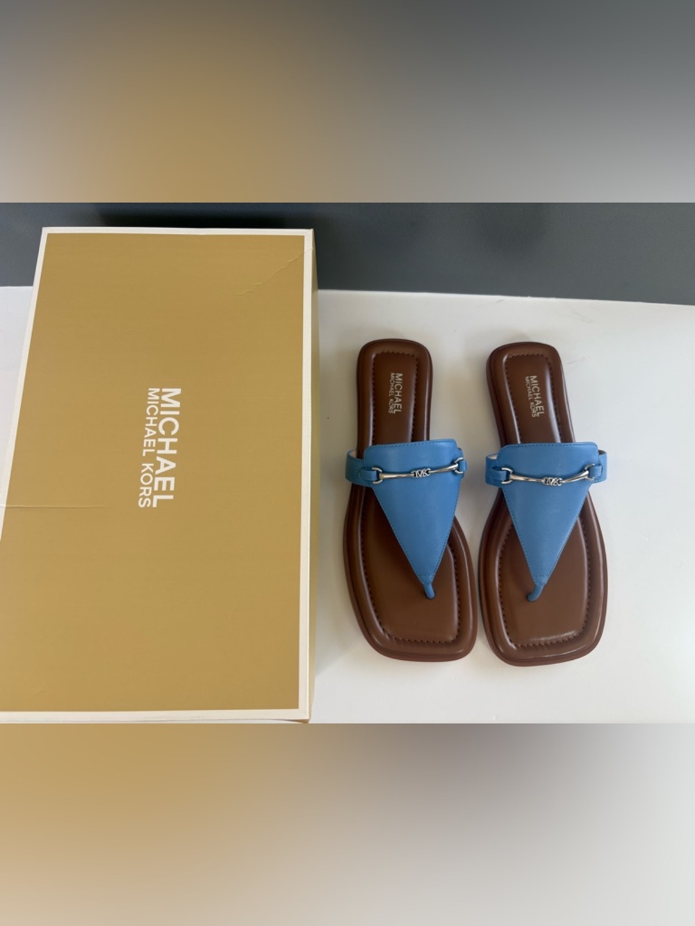MICHAEL Michael Kors Lena Thong Sandal 7 M Pacific Blue NIB - Picture 10 of 10